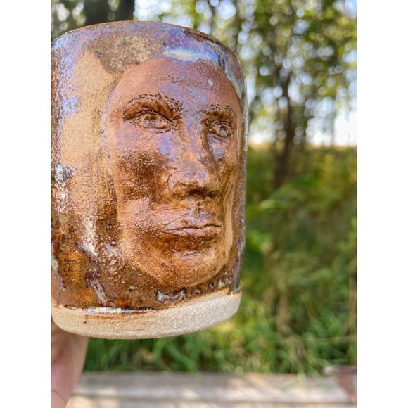 Vintage Creepy Man Face Art Pottery Coffee/tea mug cup - Picture 9 of 14